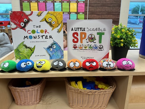Two books titled "The Color Monster" and "A Little Scribble Spot"